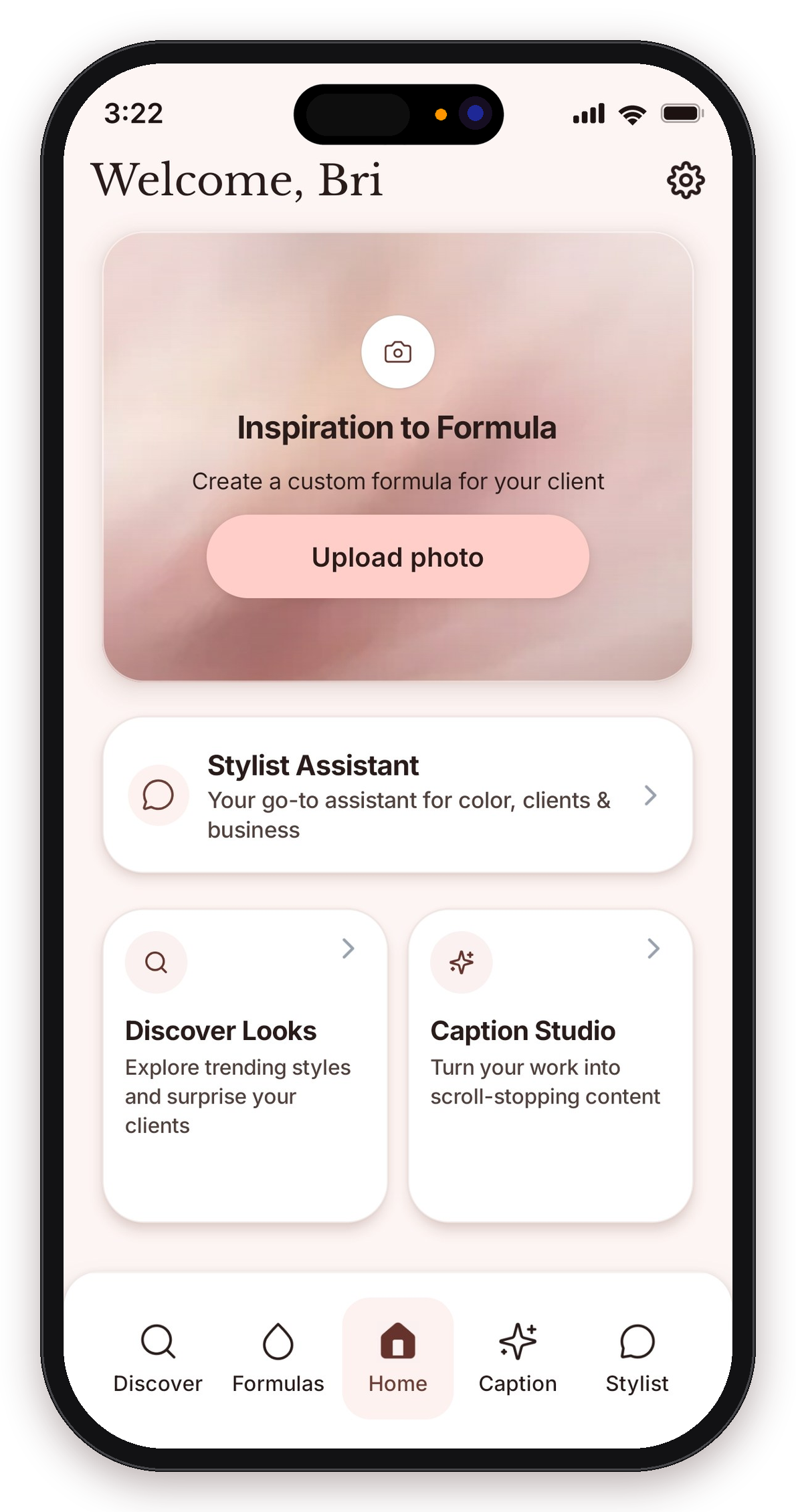 FormulaFinder home screen with the Inspiration to Formula tool